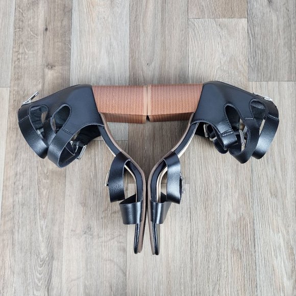 Nine West Women's‎ Size 9.5 Black Ankle Strap Buckle Block Heel Sandals - Picture 9 of 11